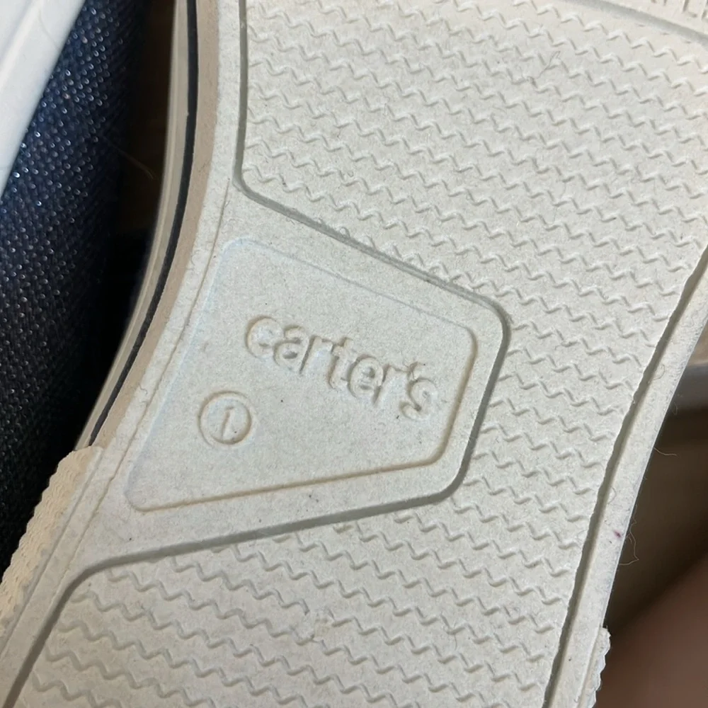 CARTERS NWT Girls Size 2 Mary Jane Shoes Navy Blue White Flats Bow Casual - Picture 8 of 11